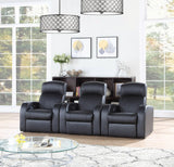 Cyrus Black Upholstered Recliner Living Room Set front view