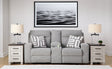 Biscoe Pewter Textured Nuvella® Power Reclining Loveseat front view