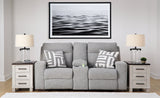 Biscoe Pewter Textured Nuvella® Power Reclining Loveseat front view