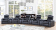 Cyrus black upholstered home theater recliner front view