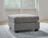 Marleton gray oversized microfiber accent ottoman angled view