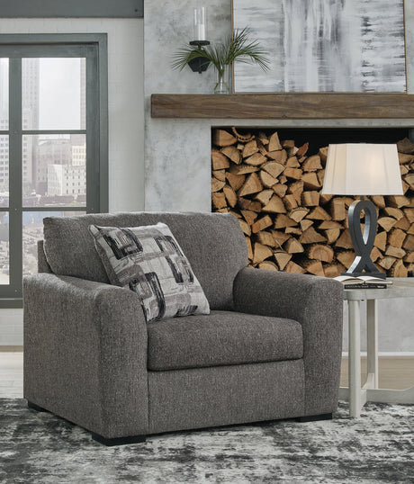 Gardiner Pewter Oversized Chenille Chair front angle view