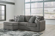 Gardiner Pewter Chenille Sofa Chaise front angle view