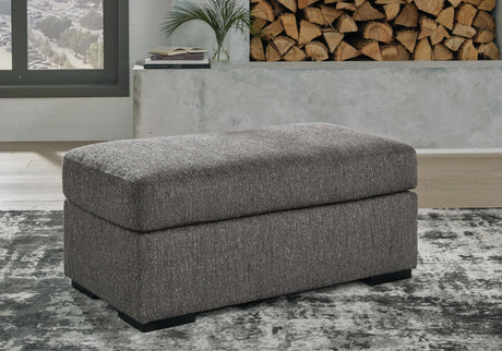 Gardiner Pewter Chenille Ottoman front angle
