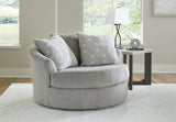 Casselbury Cement Velvet Oversized Swivel Accent Chair front angle