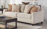 Christine Beige Upholstered Cushion Back Sofa front view