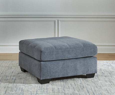 Marleton Denim Microfiber Oversized Accent Ottoman front angle