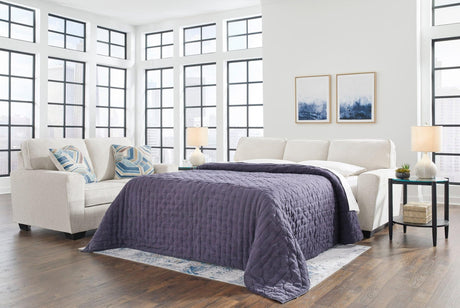 Snow fabric upholstered queen sofa sleeper, front view