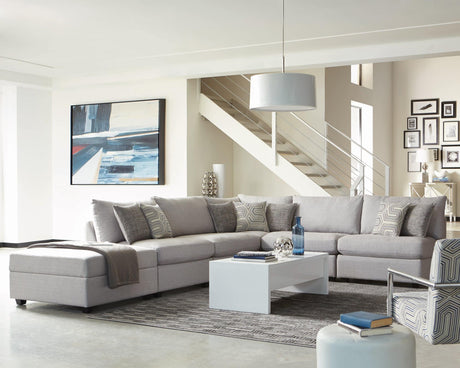 Cambria Light Grey Upholstered 6-Piece Sectional sofa main view