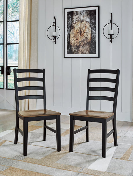 Wildenauer Brown and Black Ladderback Dining Chair front angle