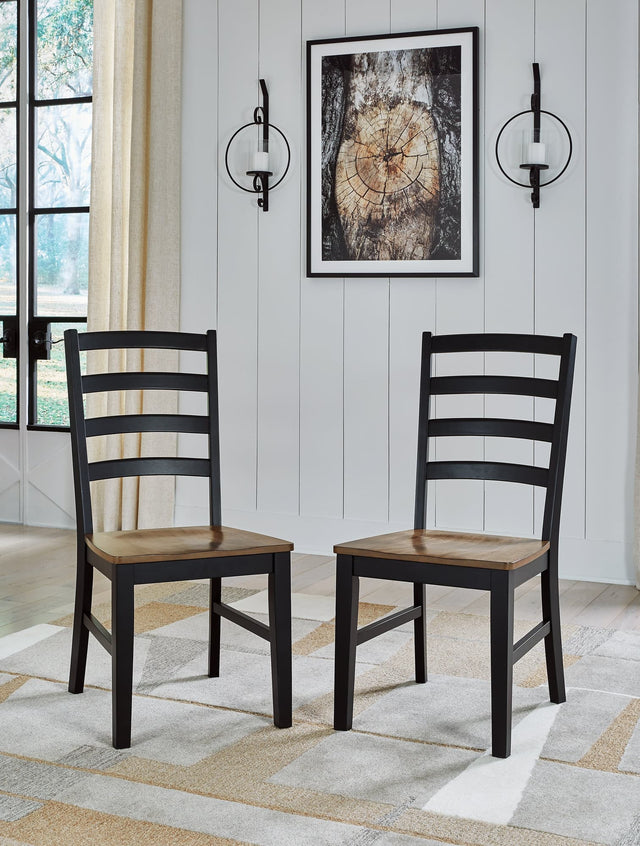Wildenauer Brown and Black Ladderback Dining Chair front angle