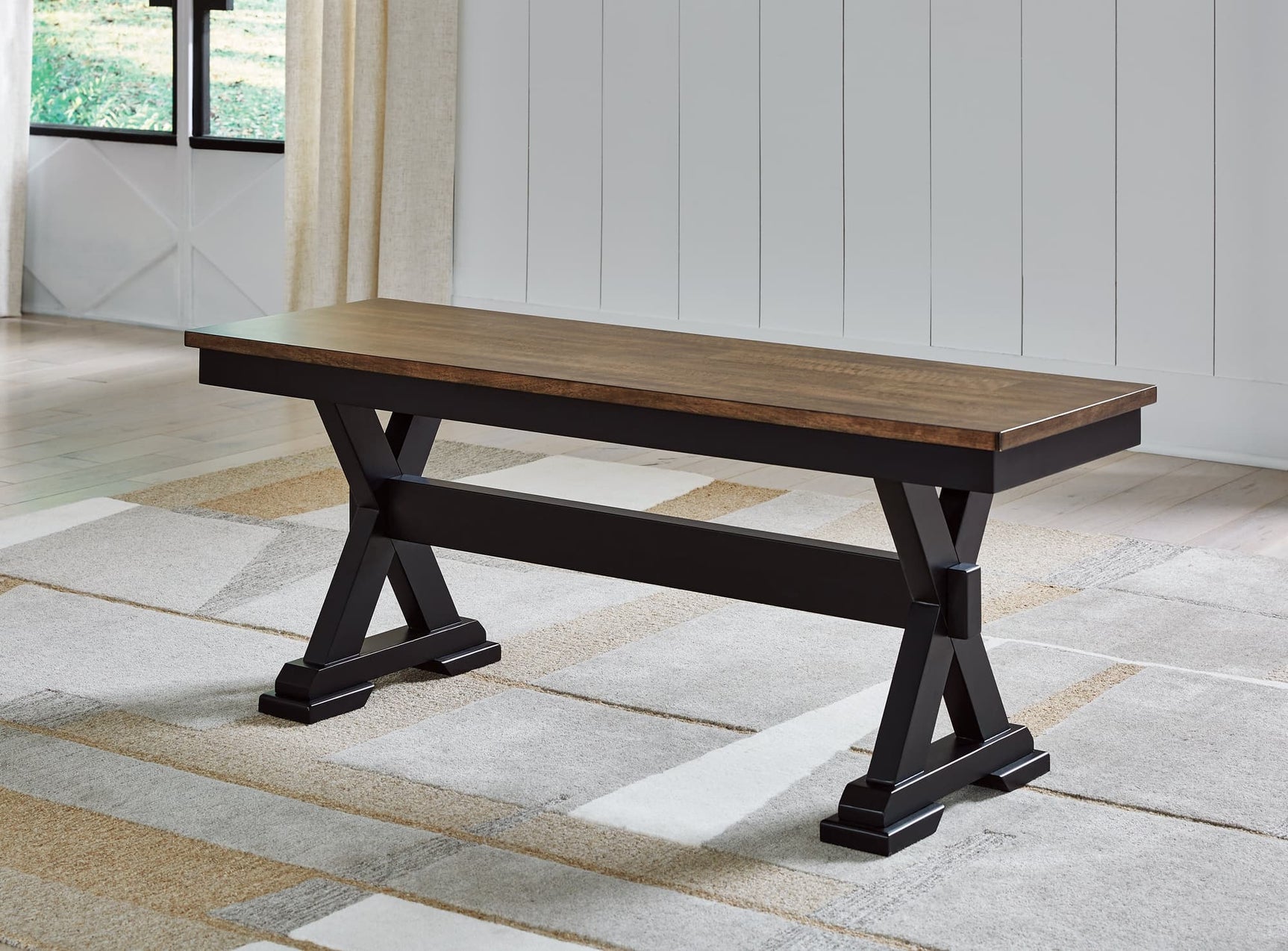 Wildenauer 50 inch dining bench front angle showing seat and frame