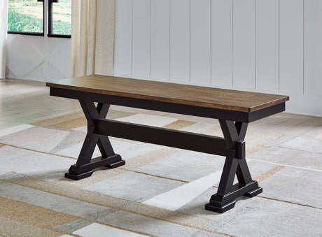 Wildenauer 50 inch dining bench front angle showing seat and frame