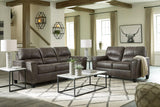 Ashley Smoke faux leather upholstered sofa and loveseat set main view