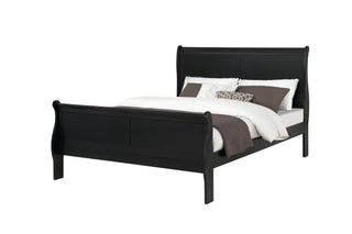 Louis Philip Black Queen Sleigh Bed front view showing headboard