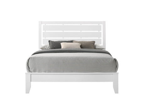 Evan White Modern Contemporary Wood Veneer Queen Sleigh Bed angled view