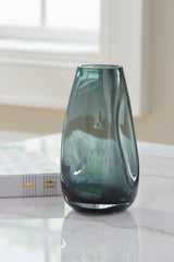 Beamund teal blue glass vase set of 2