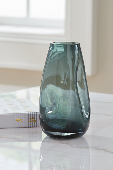 Beamund teal blue glass vase set of 2
