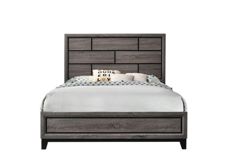 Akerson Gray Finish Queen Panel Bed front view
