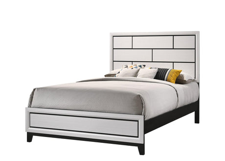 Akerson Chalk Queen Panel Bed front view in white chalk finish