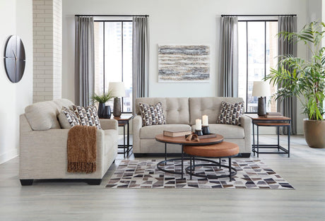 Front view of Ashley Pebble Fabric Upholstered Tufted Loveseat and Sofa Set