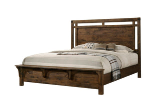 Curtis Brown rustic finish queen panel bed front angle