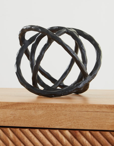 Barlee black metal sculpture set of 2, front view