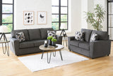 Ashley Slate thick fabric upholstered sofa, front view