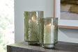 Clarkton green sanded glass candle holder large 6.25"Wx6.25"Dx10.13"H