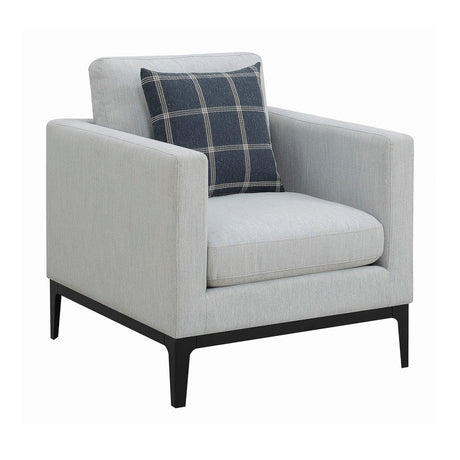 Apperson Light Grey Cushioned Back Arm Chair front view