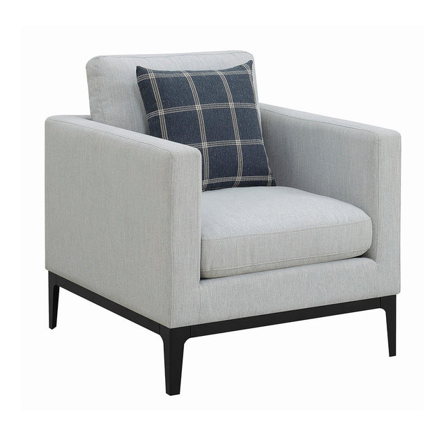 Apperson Light Grey Cushioned Back Arm Chair front view