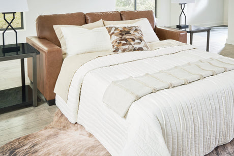 Bolsena caramel leather queen sofa sleeper front view