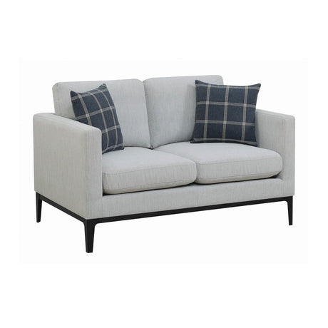 Apperson Cushioned Back Loveseat light grey front angle