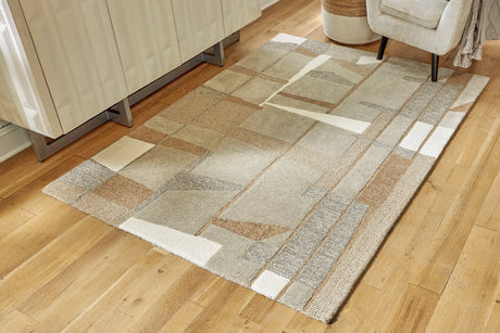 Abbotton Taupe Gray Caramel 8 by 10 foot rug flat view