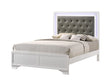 Lyssa Frost Queen LED Faux Leather Upholstered Tufted Panel Bed front view