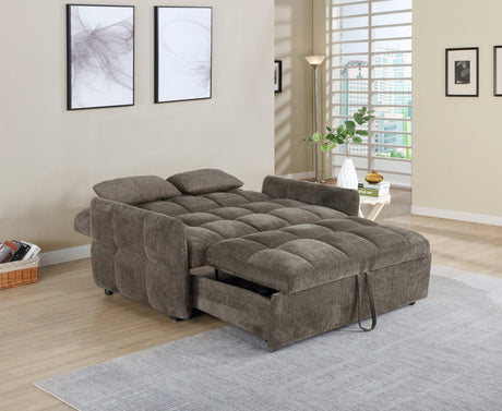 Cotswold Tufted Cushion Sleeper Sofa Bed Brown front angle