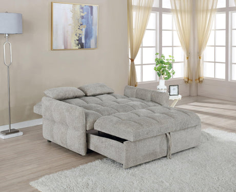 Cotswold beige tufted cushion sleeper sofa bed front view