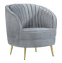 Sophia grey velvet upholstered accent chair front view
