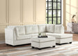 Sienna beige velvet tufted sectional sofa with ottoman, front view