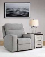 main view of Biscoe Pewter Textured Nuvella Power Recliner recliner