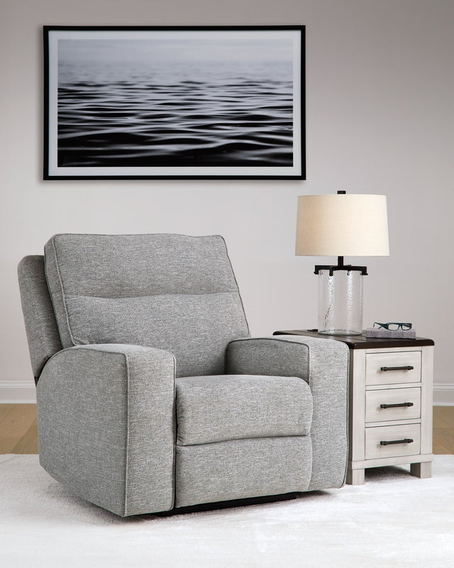 main view of Biscoe Pewter Textured Nuvella Power Recliner recliner