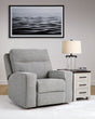 main view of Biscoe Pewter Textured Nuvella Power Recliner recliner