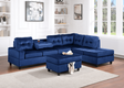 Heights blue velvet tufted reversible sectional sofa with storage ottoman, main view