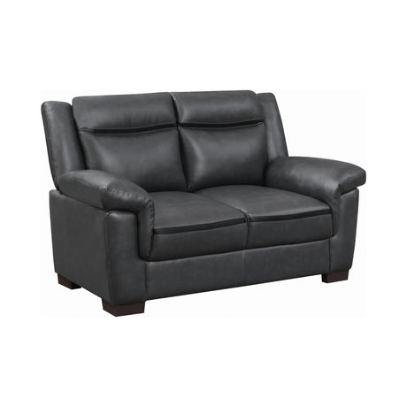 Arabella Grey Pillow-Top Upholstered Loveseat front angled view