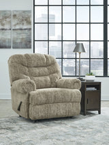 Movie Man Taupe Velvet Recliner front angle view
