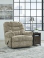 Movie Man Taupe Velvet Recliner front angle view