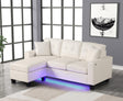 Messi white faux leather sectional sofa with tufted seats and reversible chaise