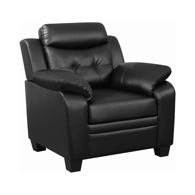 Finley Black Tufted Upholstered Accent Chair front angle