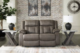 First Base Gunmetal Faux Leather Reclining Loveseat front view