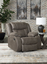 Front view of First Base Gunmetal Faux Leather Recliner